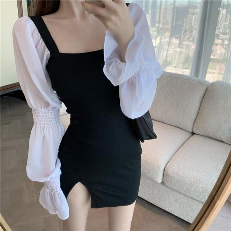 Casual Dresses Sexy Ladies Vestidos Korean Style Long Sleeve All-match Simple Daily Vocation Vintage Women Patchwork Puff Dress
Casual Dresses Sexy Ladies Vestidos Korean Style Long Sleeve All-match Simple Daily Vocation Vintage Women Patchwork Puff Dress