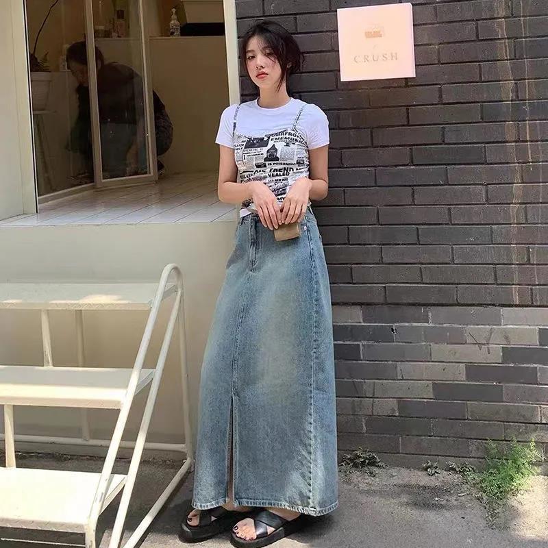Skirts Fashion Retro Long Autumn Spring Denim Skirts Girls High Waist Button Pockets Split Jeans Straight Maxi Denim Skirt E437 230313, Light blue
Skirts Fashion Retro Long Autumn Spring Denim Skirts Girls High Waist Button Pockets Split Jeans Straight Maxi Denim Skirt E437 230313, Light blue
