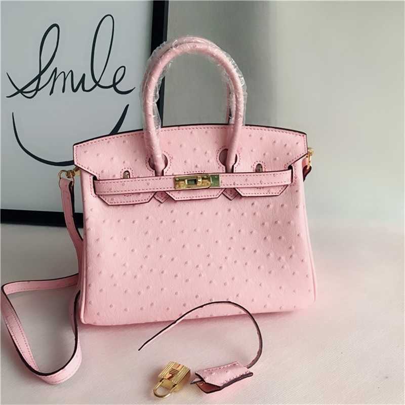 Luxury Bag Birkin version simple cowhide women's leather cross-body shoulder handbag fashionable and versatile pink ostrich with logo, Pink 25
Luxury Bag Birkin version simple cowhide women's leather cross-body shoulder handbag fashionable and versatile pink ostrich with logo, Pink 25