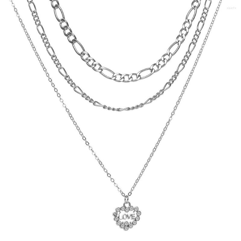 Pendant Necklaces Trendy Heart Multi-layer Clavicle Chain Necklace Creative Simple Silver Color Love Crystal Inlaid For Women 
Pendant Necklaces Trendy Heart Multi-layer Clavicle Chain Necklace Creative Simple Silver Color Love Crystal Inlaid For Women