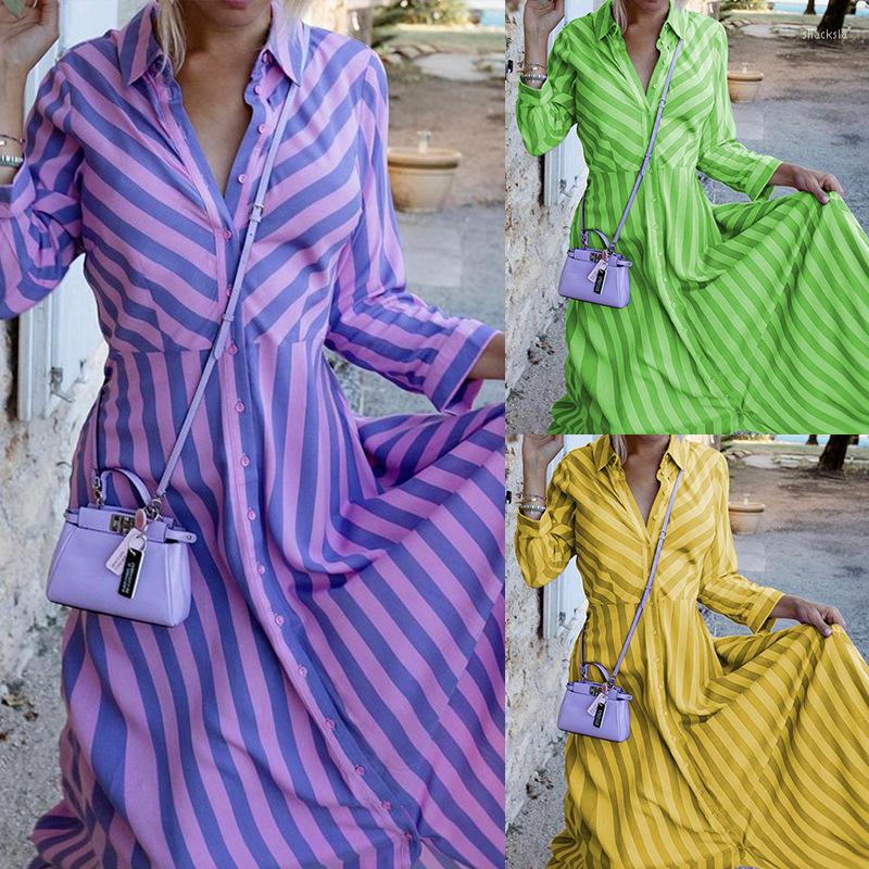 Casual Dresses Single Breasted Button Turn Down Neck Stripes Women Long Sleeve Maxi Loose Shirt Dress Printed High Waist, Purple
Casual Dresses Single Breasted Button Turn Down Neck Stripes Women Long Sleeve Maxi Loose Shirt Dress Printed High Waist, Purple