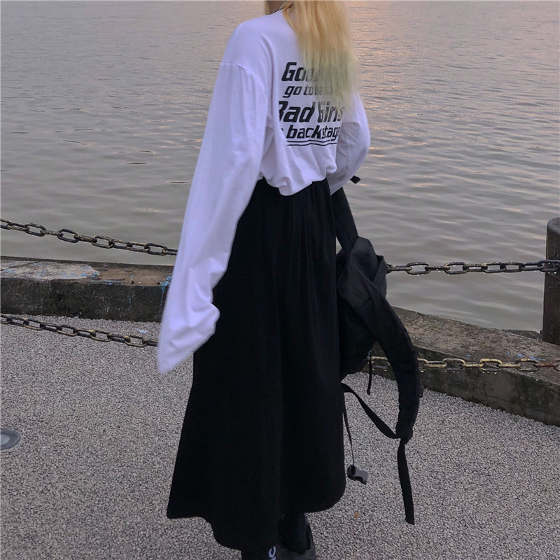 Skirts Long Skirt Women Solid Simple All Match High Waist Skirts Womens Korean Fashion Females Casual Comfortable Vintage Harajuku Soft 230313
