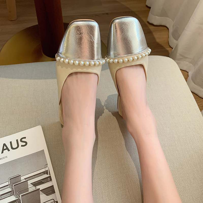 Baotou sandals and slippers women wear 2023 new fashion Pearl fairy wind half slippers with square toe shoes., Silver
Baotou sandals and slippers women wear 2023 new fashion Pearl fairy wind half slippers with square toe shoes., Silver