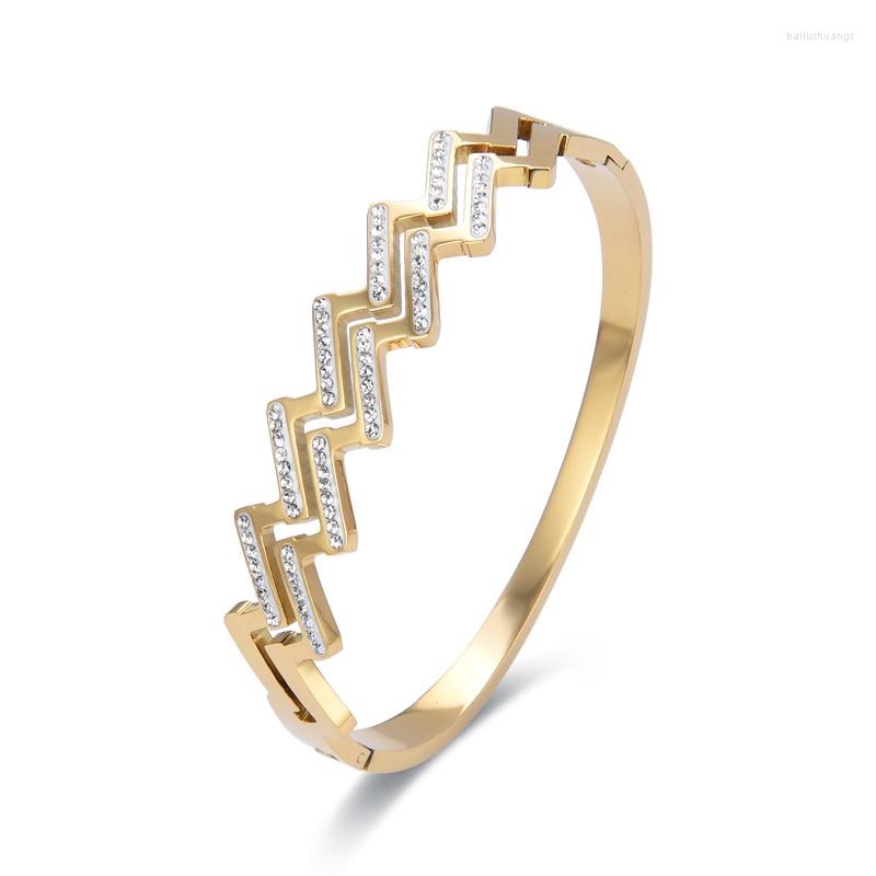 Bangle Fashion Double Layer Wave Zircon Gold Color Bracelet Women Simplicity Design Open Female Delicate Elegant Jewelry
Bangle Fashion Double Layer Wave Zircon Gold Color Bracelet Women Simplicity Design Open Female Delicate Elegant Jewelry