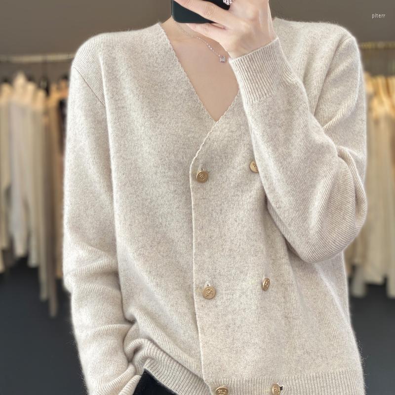 Women' Knits Spring And Autumn 2023 Merino Wool Cashmere Sweater Women' V-Neck Knitted Cardigan Fashion Double-Breasted Jacket Tops, Beige
Women' Knits Spring And Autumn 2023 Merino Wool Cashmere Sweater Women' V-Neck Knitted Cardigan Fashion Double-Breasted Jacket Tops, Beige