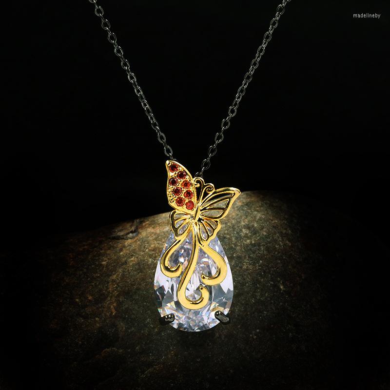 Chains CHARLINLIOL Vintage Big Zircon Stone Silver Color Butterfly Pendant Necklace For Women Gothic Black Gold Jewelry
Chains CHARLINLIOL Vintage Big Zircon Stone Silver Color Butterfly Pendant Necklace For Women Gothic Black Gold Jewelry
