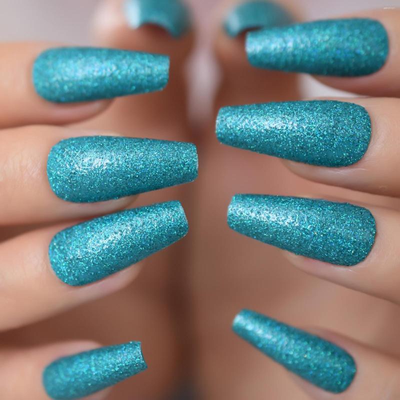 False Nails 24pcs Dazzle Holographic Turquoise Glitter Press On Long Coffin Acrylic, L5862
False Nails 24pcs Dazzle Holographic Turquoise Glitter Press On Long Coffin Acrylic, L5862