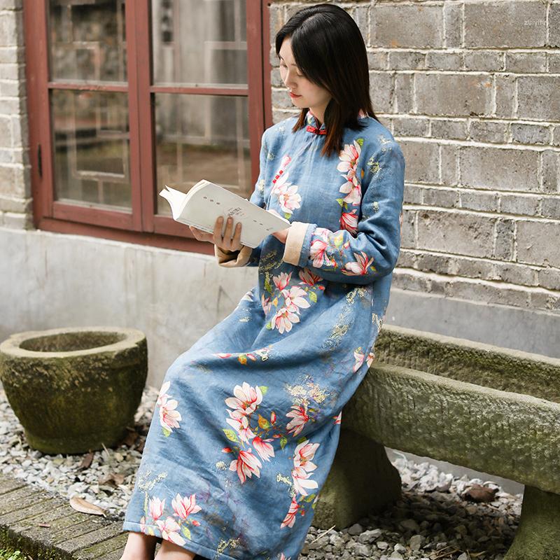 Casual Dresses LZJN Long Sleeve Women Thick Dress Chinese Style Stand Collar Vintage Cheongsam Winter Warm Fleece Qipao, Floral
Casual Dresses LZJN Long Sleeve Women Thick Dress Chinese Style Stand Collar Vintage Cheongsam Winter Warm Fleece Qipao, Floral