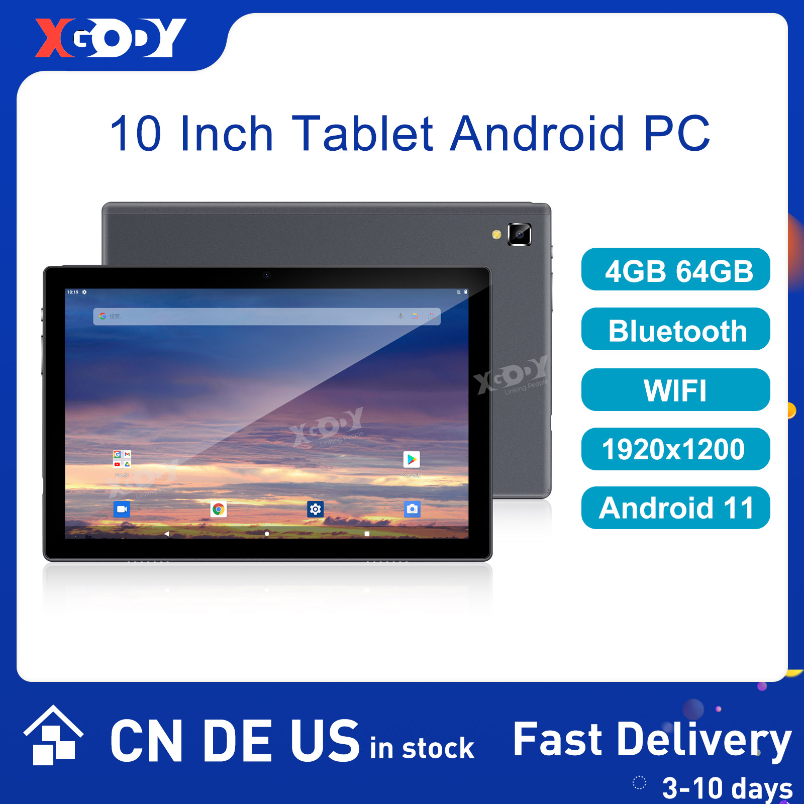 XGODY 10 Inch Tablet PC Android 11 4GB RAM 64GB ROM Octa Core 1920x1200 IPS 8MP Dual Camera 5G WiFi OTG Type-C 8000mAh Tablets, Black
XGODY 10 Inch Tablet PC Android 11 4GB RAM 64GB ROM Octa Core 1920x1200 IPS 8MP Dual Camera 5G WiFi OTG Type-C 8000mAh Tablets, Black
