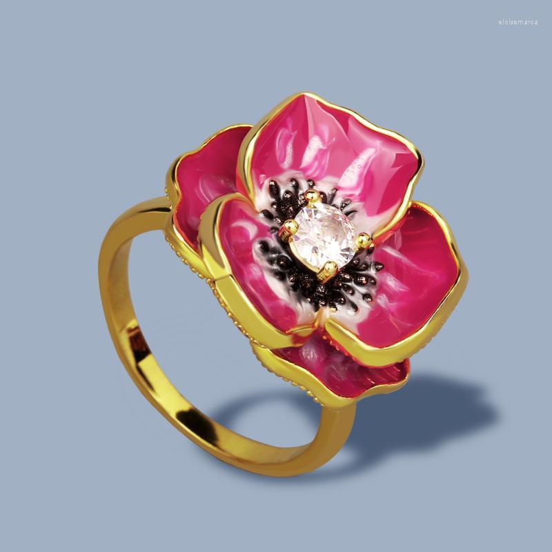 Cluster Rings Fashion Design Jewelry Big Flower Wedding Ring Women Luxury Yellow Gold Color Handmade Enamel Finger Party JewelryCluster Eloi
Cluster Rings Fashion Design Jewelry Big Flower Wedding Ring Women Luxury Yellow Gold Color Handmade Enamel Finger Party JewelryCluster Eloi