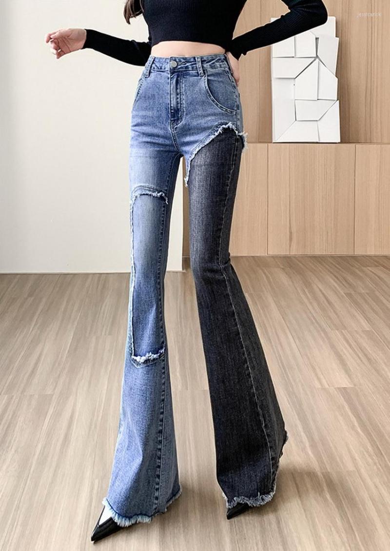 Women's Jeans -31 Fried Street Flare Contrast Color Wide-leg Full Length Streetwear Burrs Trousers High-waisted Denim Pants Patch, Blue
Women's Jeans -31 Fried Street Flare Contrast Color Wide-leg Full Length Streetwear Burrs Trousers High-waisted Denim Pants Patch, Blue