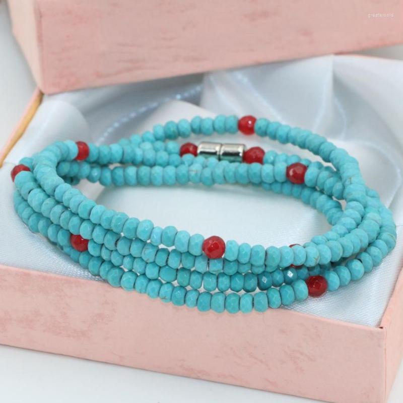 Strand Long Multilayer 4rows Blue Calaite Turquoises 2 4mm Faceted Abacus Rondelle Beads Bracelets Magnetic Clasps Jewelry B2765
Strand Long Multilayer 4rows Blue Calaite Turquoises 2 4mm Faceted Abacus Rondelle Beads Bracelets Magnetic Clasps Jewelry B2765