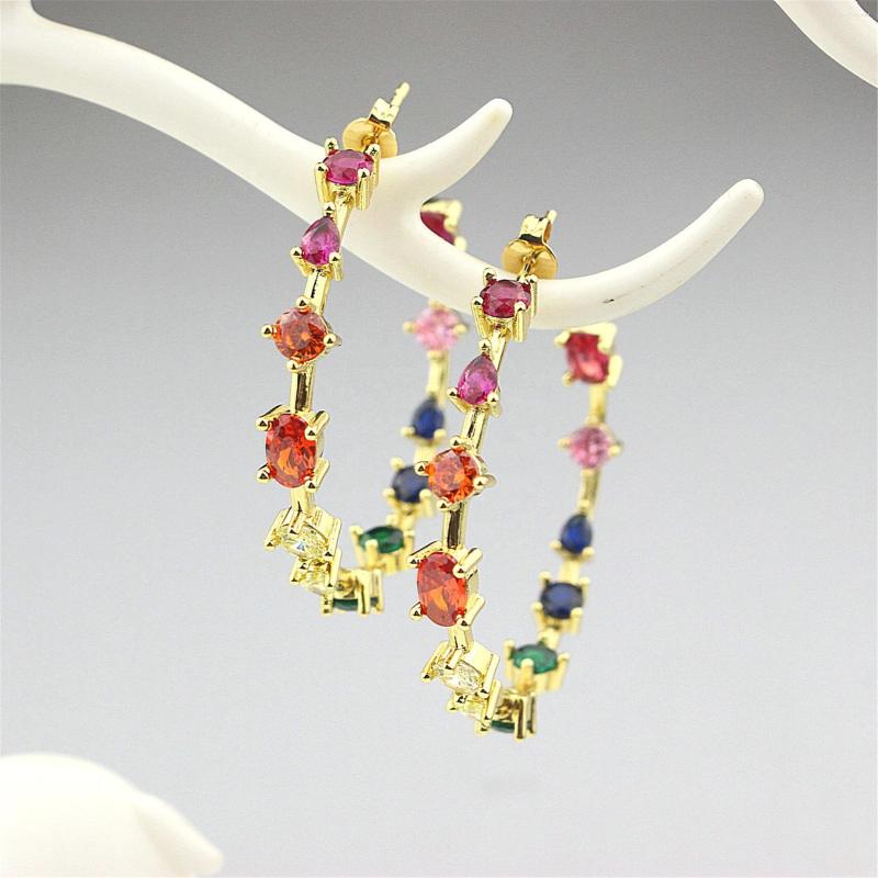 Hoop Earrings 5pair/lot Beauty Multicolor Cz Rainbow Earring Wholesale Big Circle Shape Cubic Zorcon Fashion Jewelry Dangle
Hoop Earrings 5pair/lot Beauty Multicolor Cz Rainbow Earring Wholesale Big Circle Shape Cubic Zorcon Fashion Jewelry Dangle