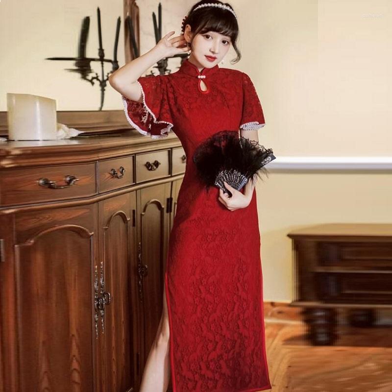 Ethnic Clothing Chinese Style Traditional Qipao Dress For Ladies Vintage Elegant Lace Cheongsams Dresses Women Chic Red Party FF3286
Ethnic Clothing Chinese Style Traditional Qipao Dress For Ladies Vintage Elegant Lace Cheongsams Dresses Women Chic Red Party FF3286