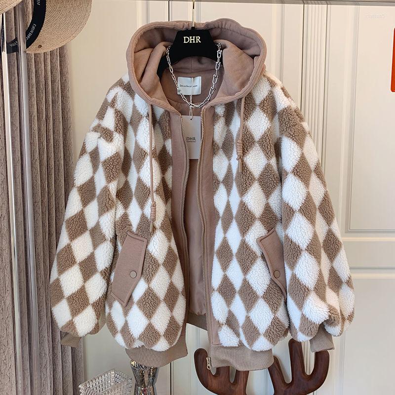 Women' Jackets Women Retro Checkerboard Lambswool Hooded Teddy Coat Fake 2pcs Plaids Velvet Hoodies Jacket Sweatshirts Cardigan Streetwear, Negro
Women' Jackets Women Retro Checkerboard Lambswool Hooded Teddy Coat Fake 2pcs Plaids Velvet Hoodies Jacket Sweatshirts Cardigan Streetwear, Negro