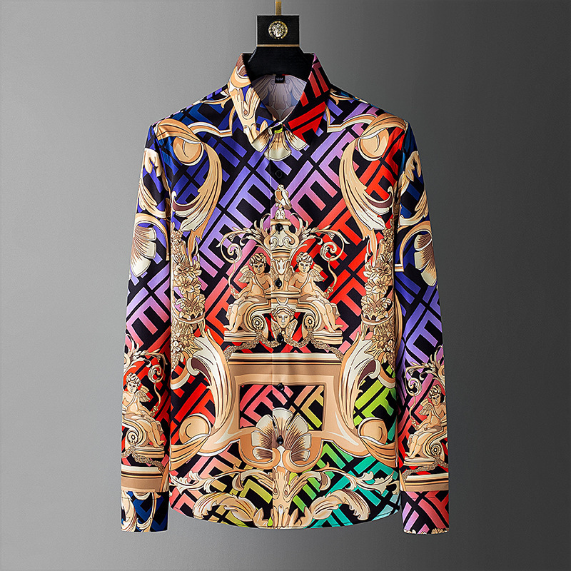 Men's Casual Shirts Royal Vintage Print for Men Long Sleeve Shirt Fashion Business Social Dress Party Tuxedo Camisa Masculina 230313, Purple blue
Men's Casual Shirts Royal Vintage Print for Men Long Sleeve Shirt Fashion Business Social Dress Party Tuxedo Camisa Masculina 230313, Purple blue