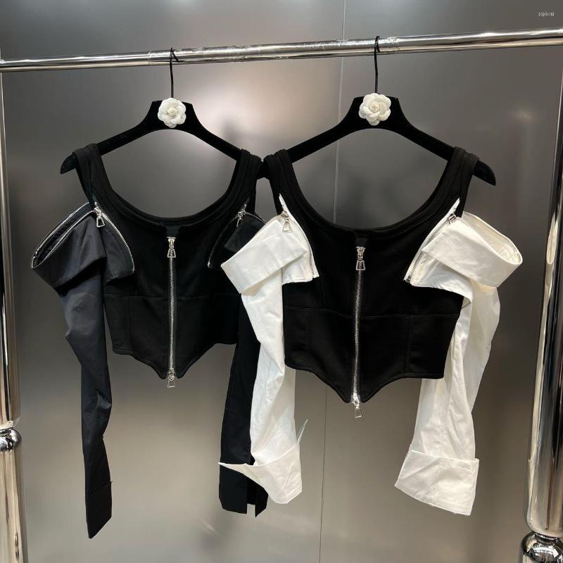Women' Blouses Autumn French Off-the-shoulder Short Fishbone Shirt Pure Desire Camisole Blusas Femininas Streetwear Solid Chiffon, Black
Women' Blouses Autumn French Off-the-shoulder Short Fishbone Shirt Pure Desire Camisole Blusas Femininas Streetwear Solid Chiffon, Black