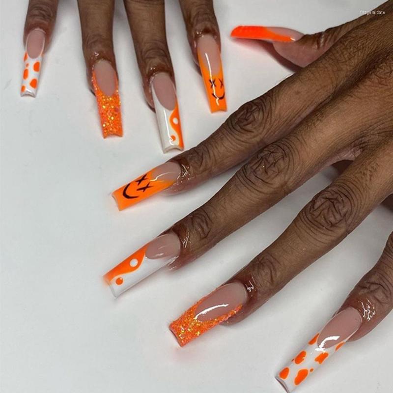 False Nails Long Orange Tai Pattern Fake French Coffin Ballerina Full Cover Nail Tips Press On 24Pcs, Only fake nails
False Nails Long Orange Tai Pattern Fake French Coffin Ballerina Full Cover Nail Tips Press On 24Pcs, Only fake nails