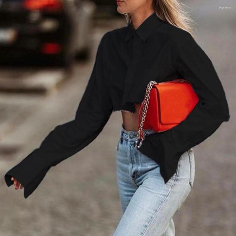 Women' Blouses Women Shirt Flare-sleeve Asymmetry Crop Tops Stylish White/Black Casual Solid Color Dressing Up Lady For Daily Wear
Women' Blouses Women Shirt Flare-sleeve Asymmetry Crop Tops Stylish White/Black Casual Solid Color Dressing Up Lady For Daily Wear