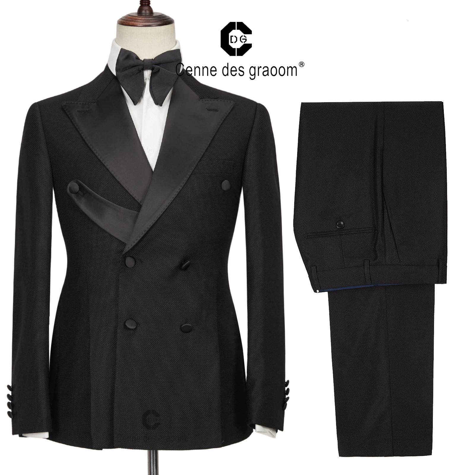 Men's Suits Blazers Cenne Des Graoom Men Suits Tailor-Made Tuxedo Double Breasted Black Satin Collar Blazer Pant Evening Party Prom Groom 230313
Men's Suits Blazers Cenne Des Graoom Men Suits Tailor-Made Tuxedo Double Breasted Black Satin Collar Blazer Pant Evening Party Prom Groom 230313