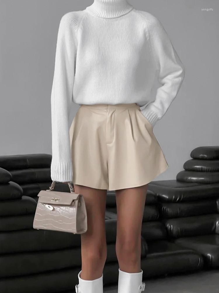 Women' Shorts Elegant Beige Faux Leather Women Sexy Pleated Flared Wide Leg Short Pants High Waist Female PU 2023 Winter, Pink
Women' Shorts Elegant Beige Faux Leather Women Sexy Pleated Flared Wide Leg Short Pants High Waist Female PU 2023 Winter, Pink