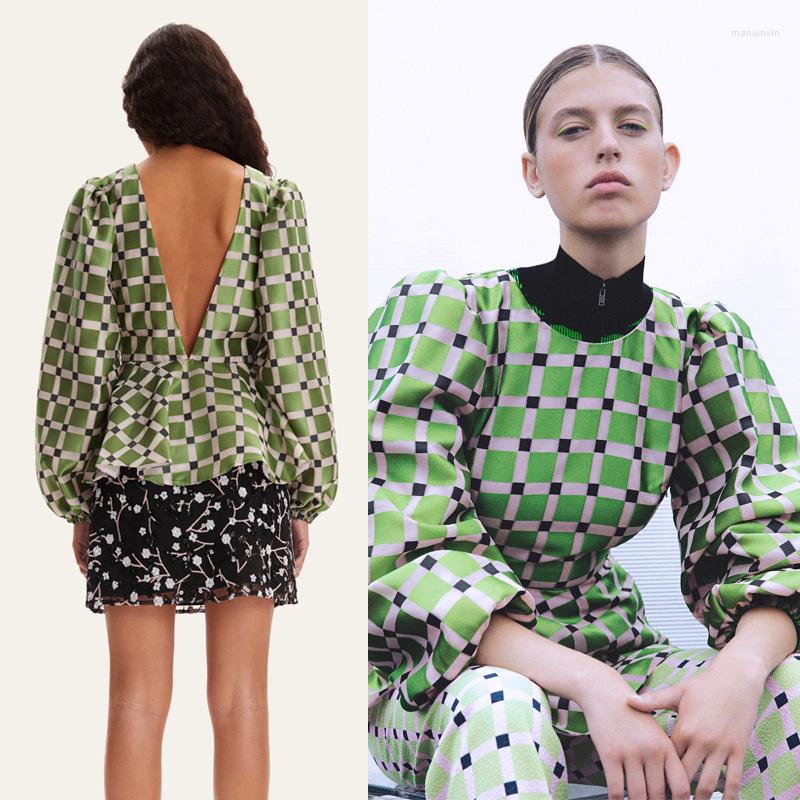 Women's Blouses Women O-Neck Blouse Backless Long Sleeve Slim Casual Pink Green Plaid Ladies Early Autumn Shirt Tops
Women's Blouses Women O-Neck Blouse Backless Long Sleeve Slim Casual Pink Green Plaid Ladies Early Autumn Shirt Tops