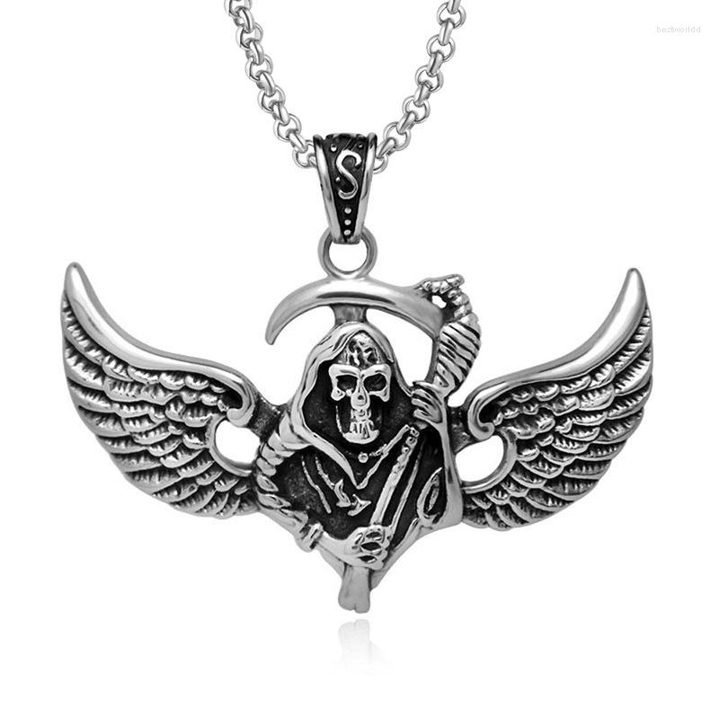 Pendant Necklaces Personality Flying Sickle Death God Necklace Trendy Mens Jewelry Titanium Steel Skull Men's Punk Style
Pendant Necklaces Personality Flying Sickle Death God Necklace Trendy Mens Jewelry Titanium Steel Skull Men's Punk Style