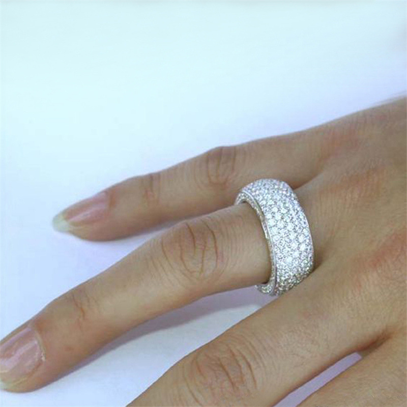 Hollow Finger Ring Full AAAAA Zircon 925 Sterling silver Engagement Wedding Band Rings for Women Men Birthday Party Jewelry Gift