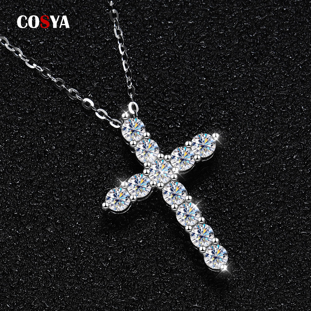 Pendant Necklaces COSYA Real Cross Necklace For Women 925 Sterling Silver 3mm D Color Diamond Sparkling Fine Jewelry 230313
Pendant Necklaces COSYA Real Cross Necklace For Women 925 Sterling Silver 3mm D Color Diamond Sparkling Fine Jewelry 230313
