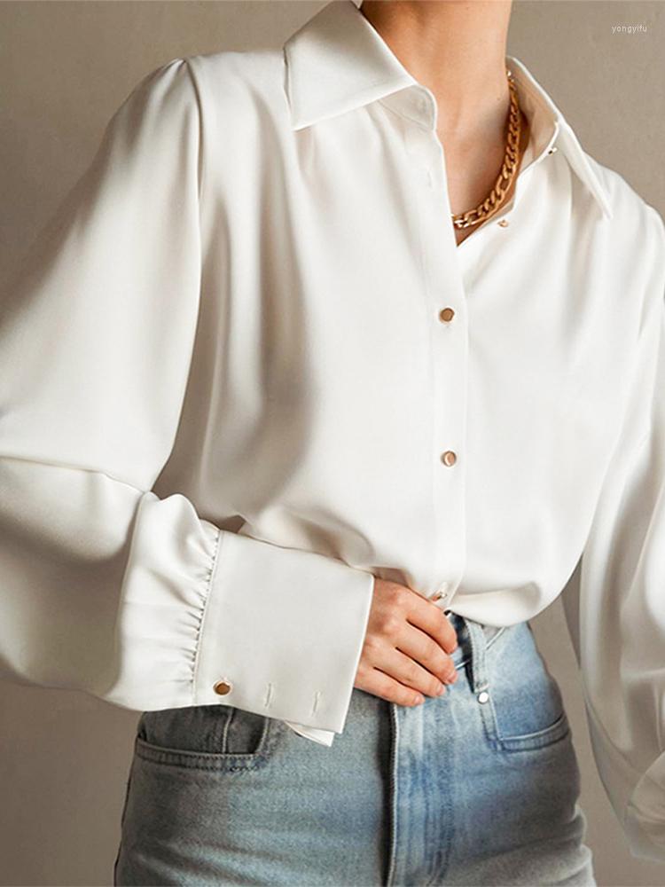Women' Blouses Button Satin Office Women Shirt Spring White Lapel Long Sleeve Lady Chiffon Shirts Basic Soft Elegant Ladies Loose Tops 2023
Women' Blouses Button Satin Office Women Shirt Spring White Lapel Long Sleeve Lady Chiffon Shirts Basic Soft Elegant Ladies Loose Tops 2023