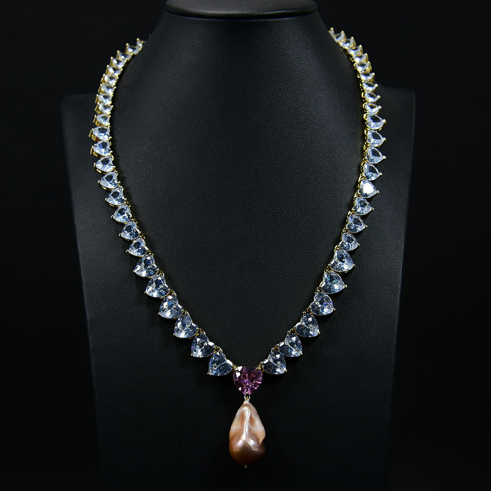Natural Purple Keshi Pearl Pendants Gold Plated Clear Rhinestone Heart Chokers Chain Necklace Baroque Pearl Pendant For Lady
Natural Purple Keshi Pearl Pendants Gold Plated Clear Rhinestone Heart Chokers Chain Necklace Baroque Pearl Pendant For Lady