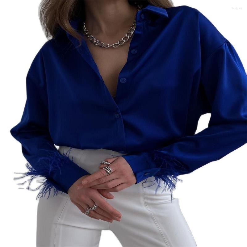 Women's Blouses Summer 2023 Europe-USA Style Blouse Women Lapel Single-Breasted Ice Silk Feather Splicing Long Sleeve Loose Shirts, Green
Women's Blouses Summer 2023 Europe-USA Style Blouse Women Lapel Single-Breasted Ice Silk Feather Splicing Long Sleeve Loose Shirts, Green
