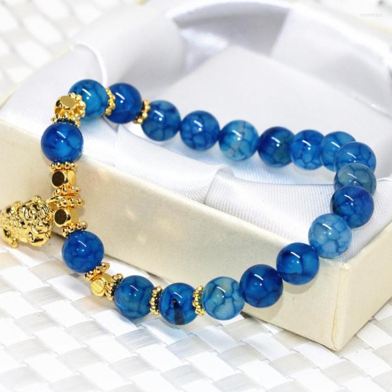 Strand Gold-color Cute Pendant Blue Popcorn Agat Onyx Stone Carnelian Round Beads 8mm Bracelets Women Jewelry 7.5inch B2094
Strand Gold-color Cute Pendant Blue Popcorn Agat Onyx Stone Carnelian Round Beads 8mm Bracelets Women Jewelry 7.5inch B2094