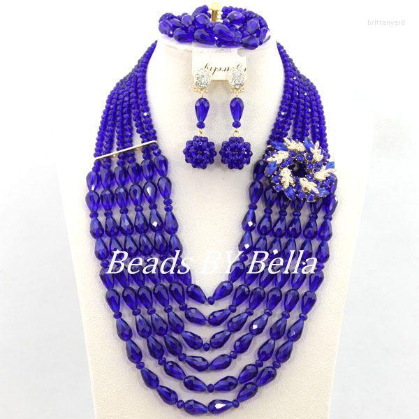 Necklace Earrings Set Trendy Royal Blue Crystal Beads African Wedding Bridal Jewelry ABY102, Picture shown
Necklace Earrings Set Trendy Royal Blue Crystal Beads African Wedding Bridal Jewelry ABY102, Picture shown