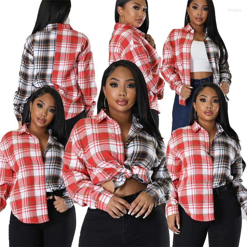 Women' Blouses Women Outdoor Classic Casual Shirt Spring And Autumn Plaid Color Matching Lantern Sleeve Lapel Single-Breasted Slim, Multi
Women' Blouses Women Outdoor Classic Casual Shirt Spring And Autumn Plaid Color Matching Lantern Sleeve Lapel Single-Breasted Slim, Multi