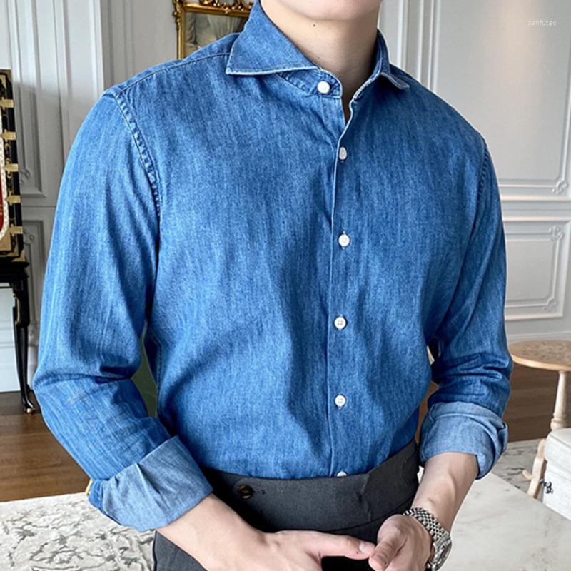 Men's Casual Shirts Denim Blue Men Washed Shirt Long Sleeve High Quality Solid Color Office Tuxedo Social Herren Hemd, Light blue
Men's Casual Shirts Denim Blue Men Washed Shirt Long Sleeve High Quality Solid Color Office Tuxedo Social Herren Hemd, Light blue