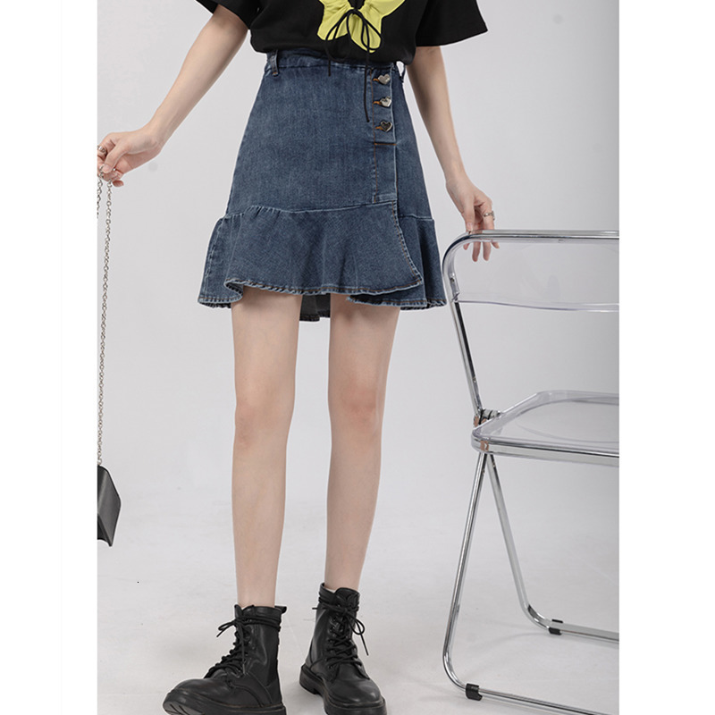 Skirts Women's Denim Blue Half Body Skirt Irregular Patchwork High Waist Casual Korean Fashion Baggy Ruffle Short Skirt Ladies Summer 230313
Skirts Women's Denim Blue Half Body Skirt Irregular Patchwork High Waist Casual Korean Fashion Baggy Ruffle Short Skirt Ladies Summer 230313