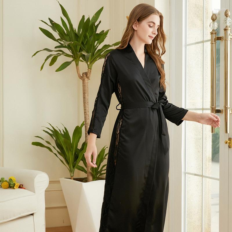 Women's Sleepwear Jxgarb Women Sexy Satin Bathrobes With Long Sleeve Autumn Lace Silk Homewear High Quality, Black
Women's Sleepwear Jxgarb Women Sexy Satin Bathrobes With Long Sleeve Autumn Lace Silk Homewear High Quality, Black