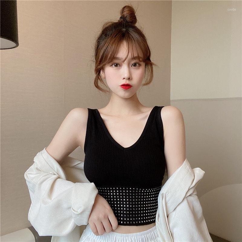Women's Tanks Sports Wrap Chest Drill Sling Sexy V-Neck No Steel Ring Slim Fit With Breast Cushion Top Women Beading, Black
Women's Tanks Sports Wrap Chest Drill Sling Sexy V-Neck No Steel Ring Slim Fit With Breast Cushion Top Women Beading, Black