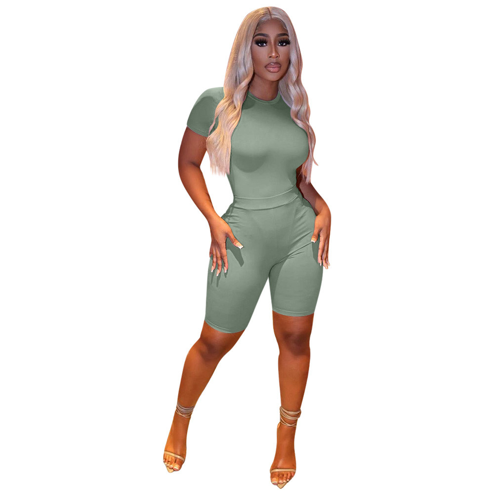 NEW Designer Summer Tracksuits Women Outfits Two 2 Pieces Set Short Sleeve Bodysuits and Shorts Sweatsuits Solid Sportswear Jogger suits Wholesale Clo