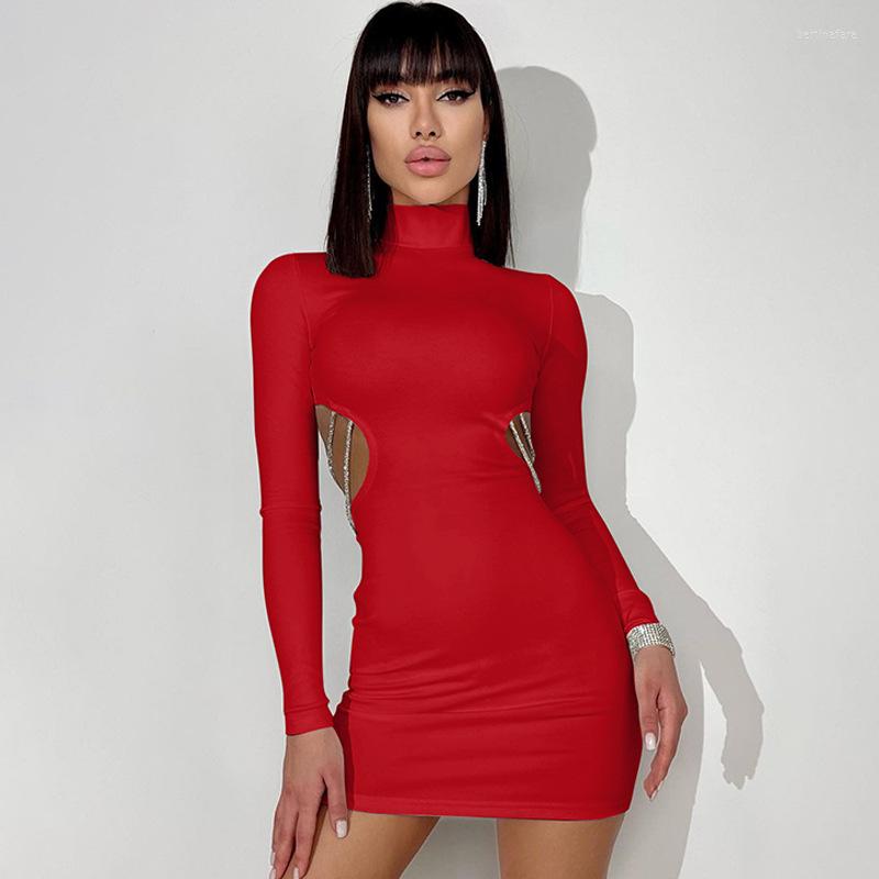 Casual Dresses Sexy Waist Hollowed Mini Dress Black Long Sleeves Bodycon 2023 Elegant Women Metal Chain Decoration Vestidos
Casual Dresses Sexy Waist Hollowed Mini Dress Black Long Sleeves Bodycon 2023 Elegant Women Metal Chain Decoration Vestidos