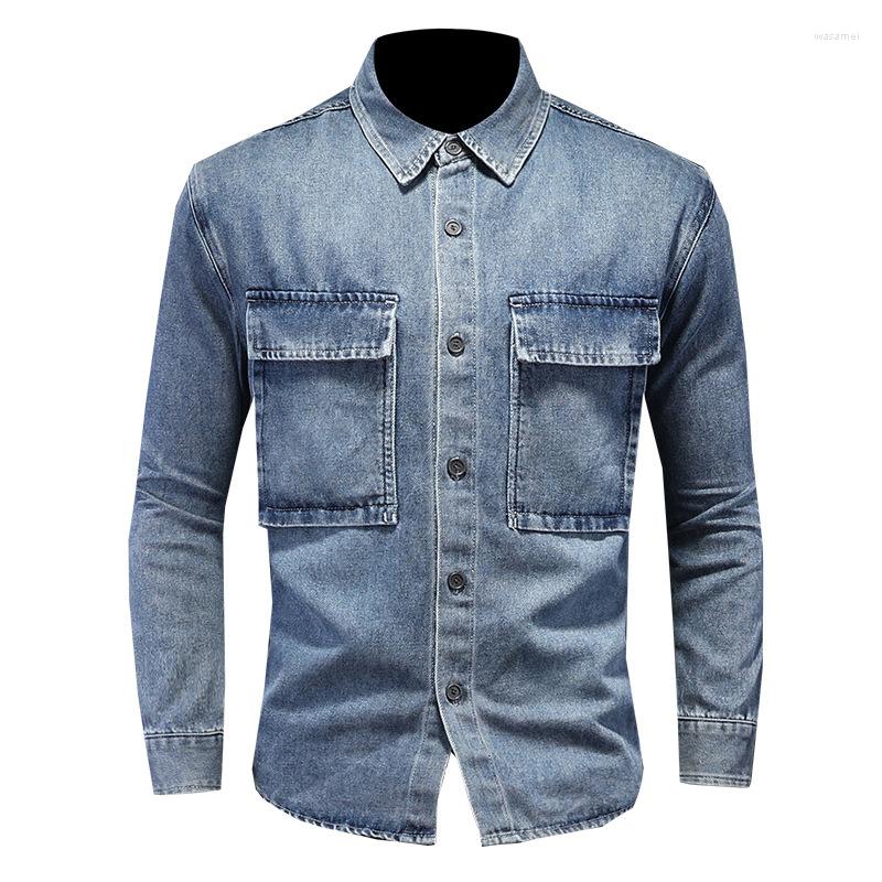 Men's Casual Shirts Men's Long Sleeve Denim Shirt Large Pocket Print Patch Spring Fashion Cotton Loose Jeans Cowboy Tops, Blue
Men's Casual Shirts Men's Long Sleeve Denim Shirt Large Pocket Print Patch Spring Fashion Cotton Loose Jeans Cowboy Tops, Blue