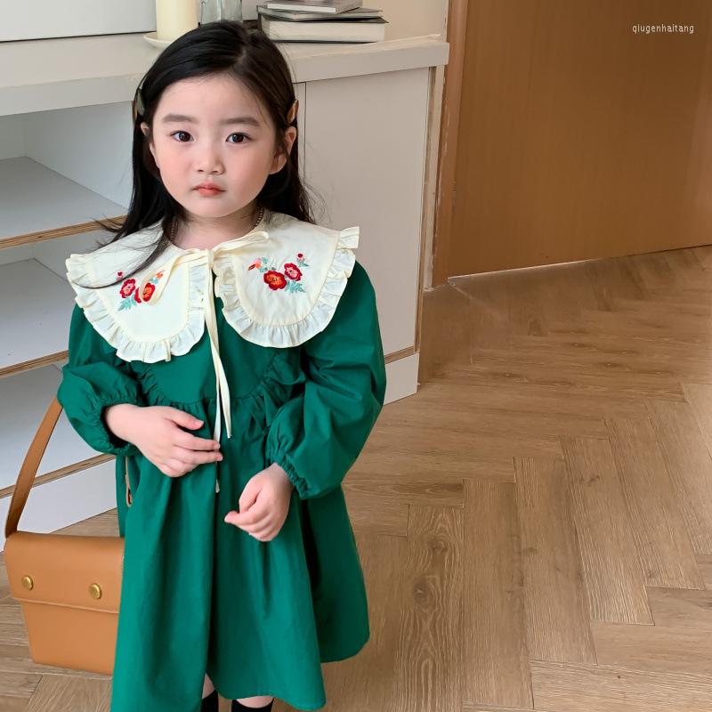 Girl Dresses Korean 2-6Yrs Girls 2023 Spring Kids Boutique Embroidered Flower Big Lapel Princess Dress Baby Autumn Clothes, Green
Girl Dresses Korean 2-6Yrs Girls 2023 Spring Kids Boutique Embroidered Flower Big Lapel Princess Dress Baby Autumn Clothes, Green