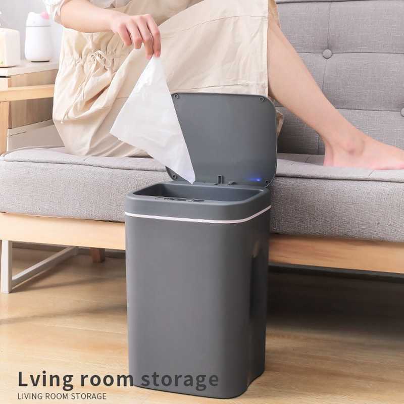 New 12/14/16L Intelligent Trash Can Automatic Sensor Dustbin Sensor Electric Waste Bin Home Rubbish Can For Kitchen Bathroom Garbage