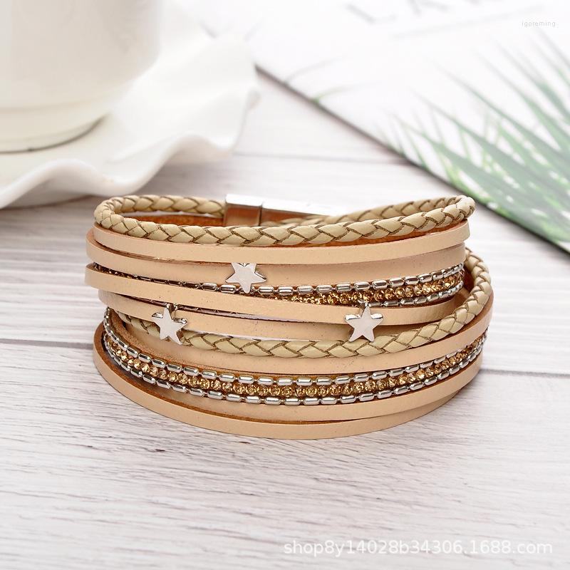 Strand 4pcs/lot Jewelry Bohemia Second Multi-storey Cowhide Surround Stars Dotted Magnet Buckle Ma'am Bracelet
Strand 4pcs/lot Jewelry Bohemia Second Multi-storey Cowhide Surround Stars Dotted Magnet Buckle Ma'am Bracelet