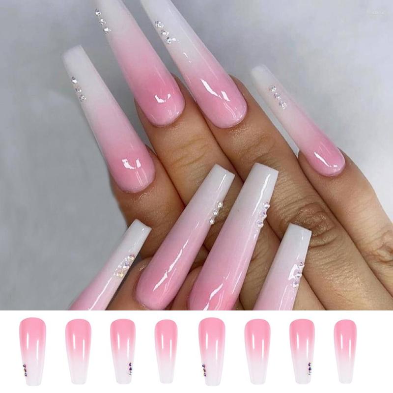 False Nails 24pcs/Box Gradiant Nail Tips Full Cover Manicure Tool Coffin Wearable Long Ballerina Rhinestone Fake, White
False Nails 24pcs/Box Gradiant Nail Tips Full Cover Manicure Tool Coffin Wearable Long Ballerina Rhinestone Fake, White