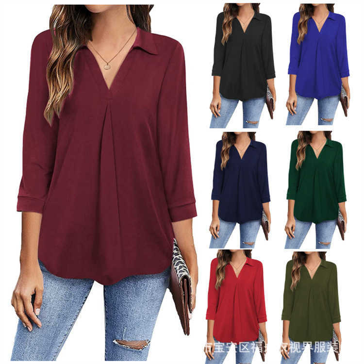 Spring and Summer 2023 New Women's Pullover V-neck Top Solid Loose Large Shirt, Royal blue
Spring and Summer 2023 New Women's Pullover V-neck Top Solid Loose Large Shirt, Royal blue
