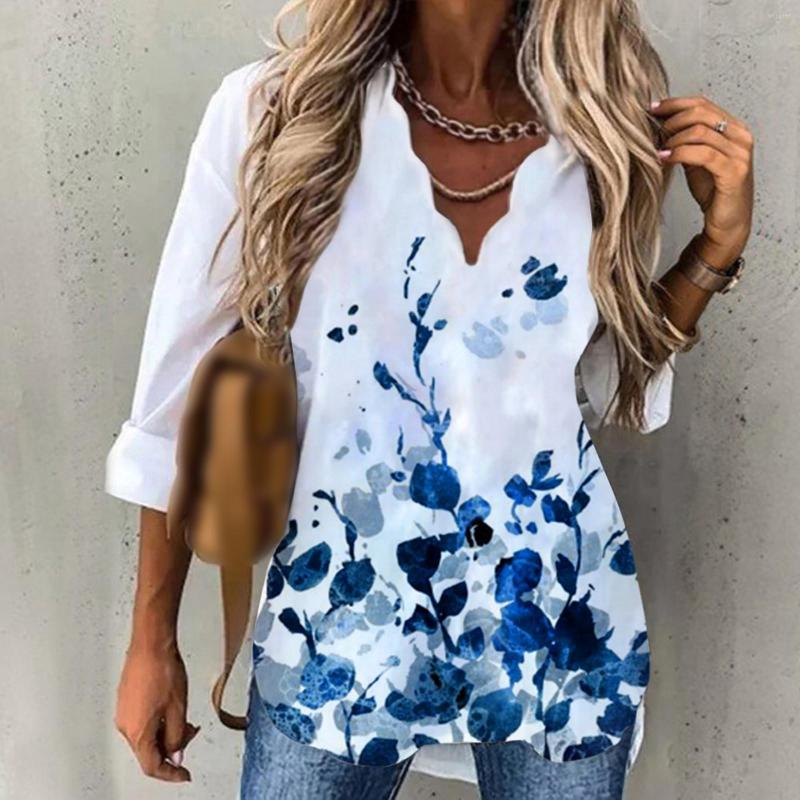 Women's Blouses Women V Neck Pullover Top Printed Fashion Casual Vacation Floral Long Sleeves Blouse, Blue
Women's Blouses Women V Neck Pullover Top Printed Fashion Casual Vacation Floral Long Sleeves Blouse, Blue