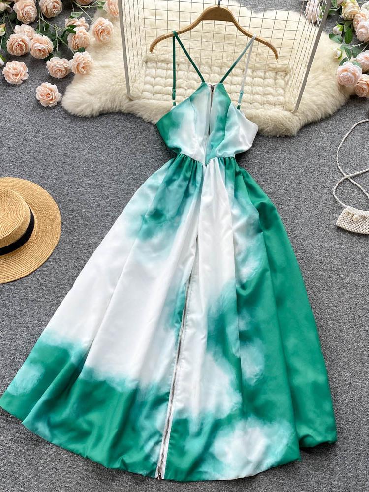 Casual Dresses Sexy Summer Tie Dye Printed Long Dress Women Beach Spaghetti Strap Vintage Zipper Open Back A-line Vestidos Female Fashion, Black
Casual Dresses Sexy Summer Tie Dye Printed Long Dress Women Beach Spaghetti Strap Vintage Zipper Open Back A-line Vestidos Female Fashion, Black