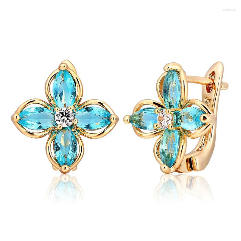 Hoop Earrings Marquise Cut Light Blue CZ Flower Four Petal Clover Loop Huggies For Women Girls Yellow Gold Color Jewelry Aros
Hoop Earrings Marquise Cut Light Blue CZ Flower Four Petal Clover Loop Huggies For Women Girls Yellow Gold Color Jewelry Aros
